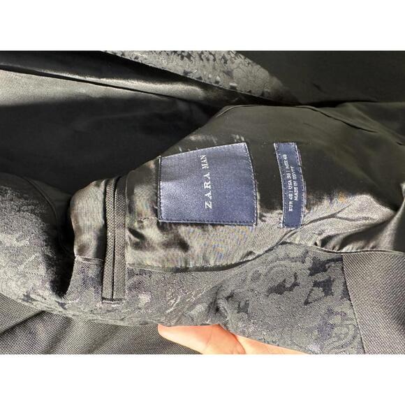 Men's Black Blazer with Shawl Collar - Picture 4 of 5